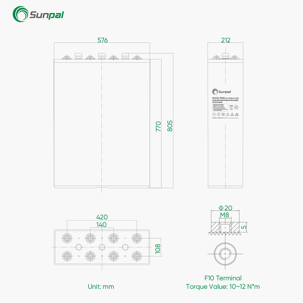 High Quality Lead Acid Solar Batteries 2 Volt 1000Ah 1500Ah 3000Ah OPzV Solar Gel Battery