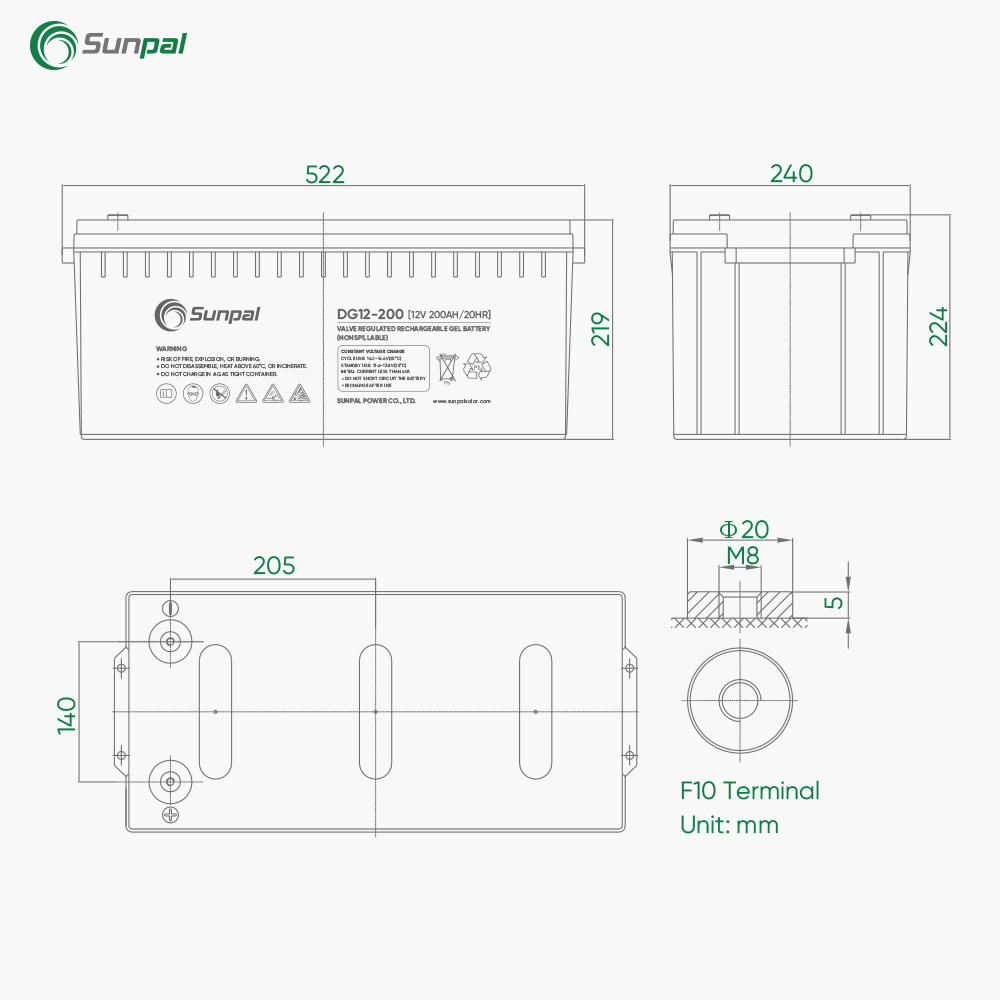 Sunpal Sealed Lead Acid Batteries 12V 100Ah 150Ah 200Ah Agm Deep Gel Solar Storage Battery For Solar System