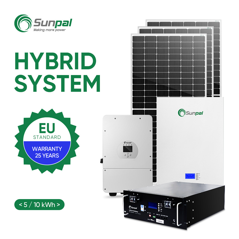 Sunpal Hybrid Solar Energy Photovoltaic System 4Kw 5Kw 10Kva 10Kw 20Kw 30Kw Eu Solar Power System Home Complete Kit