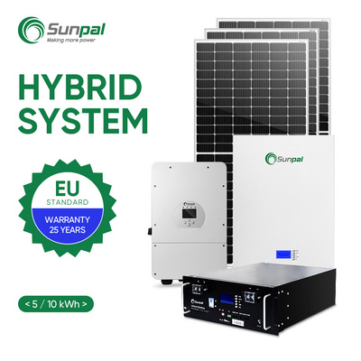 Sunpal Hybrid Complete Solar Energy Systems 5Kw 5Kwh 6 Kw 10 Kw 12 Kw 15Kw 20Kw Off-Grid Solar Photovoltaic Panel Kit For Home