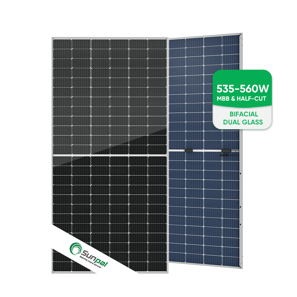 Sunpal Bifacial Perc Mono Solar Panel 530W 540W 550W 550 Watts Double Glass Bipv Paneles Solares Cost