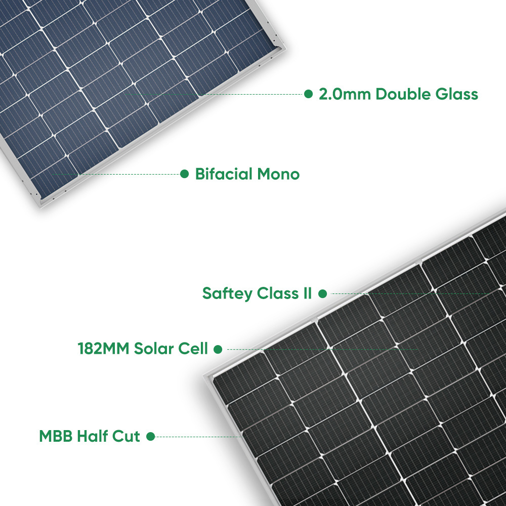 Sunpal Bifacial Perc Mono Solar Panel 530W 540W 550W 550 Watts Double Glass Bipv Paneles Solares Cost