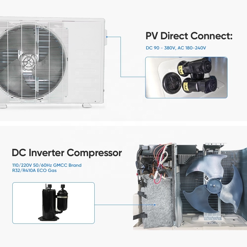 Aaa 3 STAR 18000Btu 2Hp 1.5 Ton Mini Split Wall Solar Air Conditioners DC Inverter Conditioner Prices