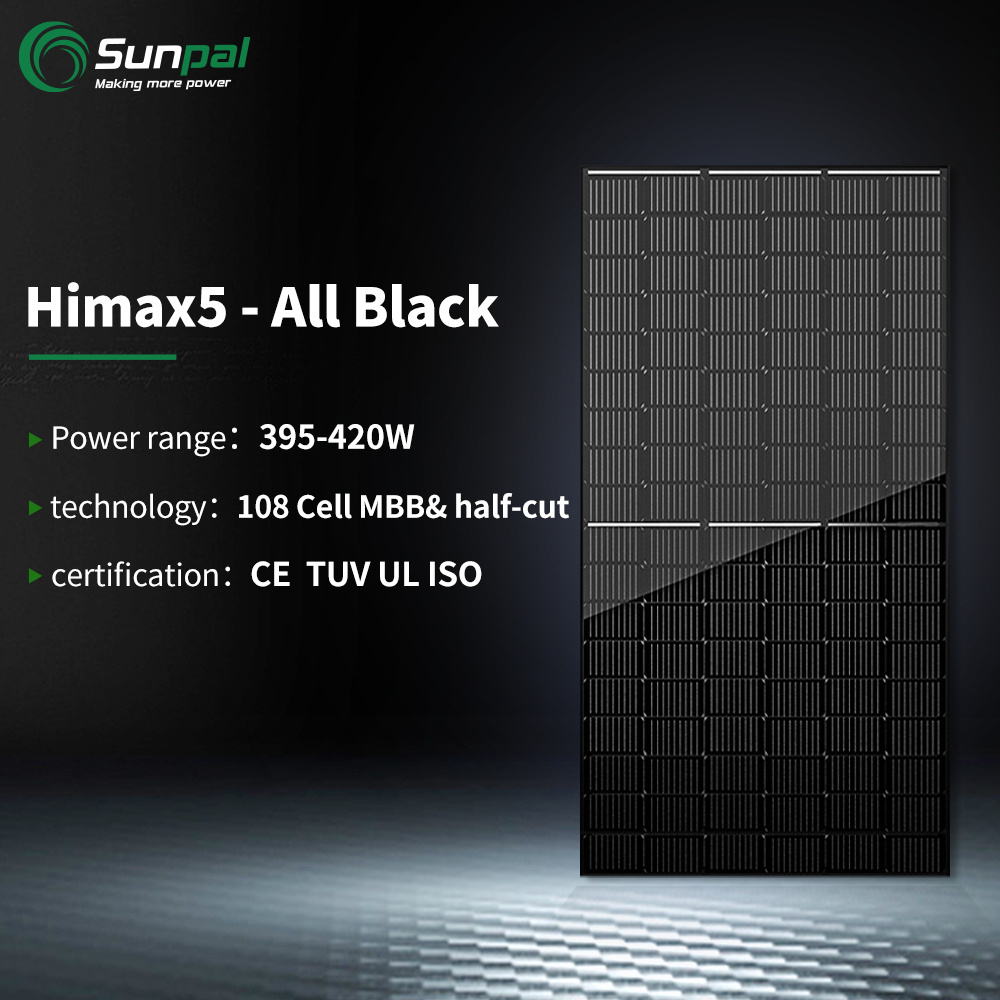 Sunpal 182MM Cells All Black Precio Panel 395W 400W 405W 410W Solar Panel Cells Potovoltaic