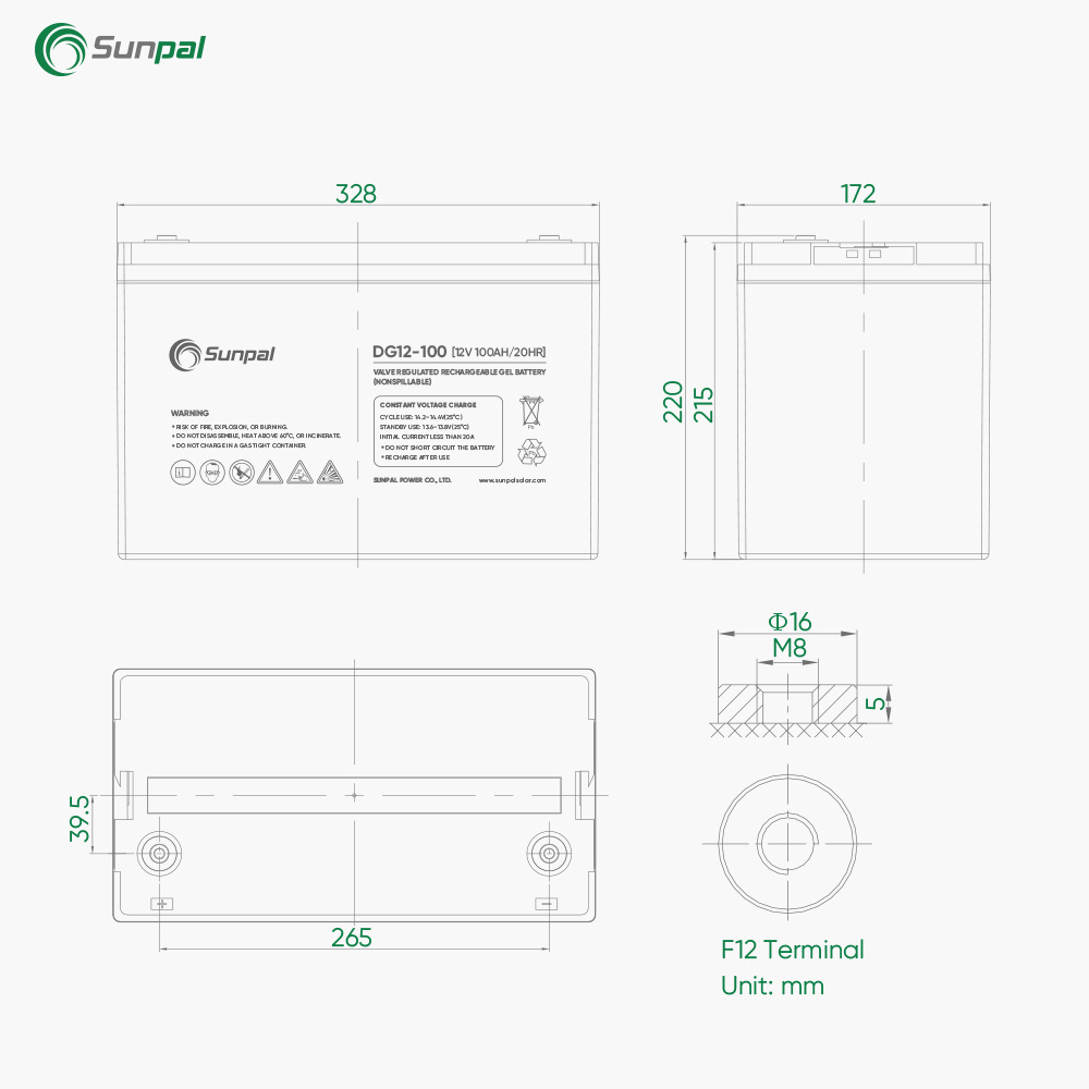 Sunpal Deep Cycle Solar Power Gel Battery 12V 250Ah 200Ah 100Ah Lead Acid Agm Batteries Solaire China