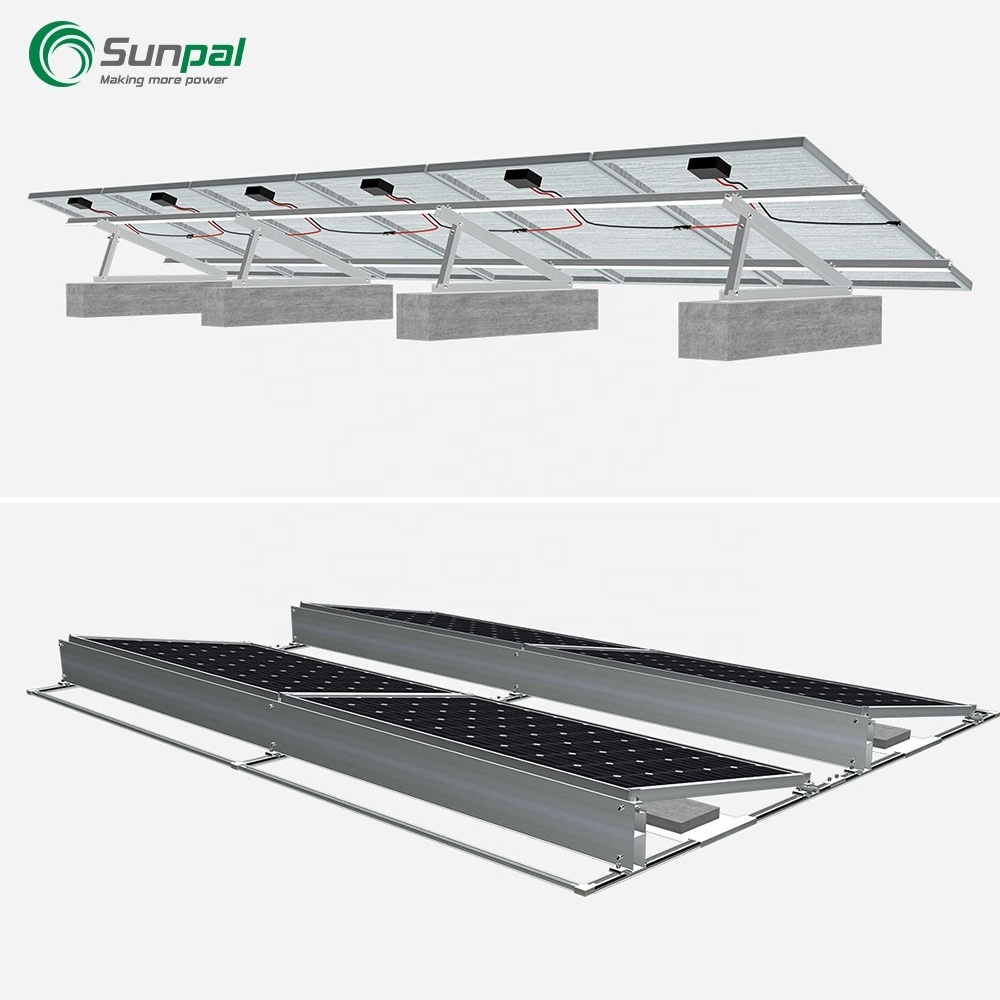 Sunpal Flat Roof Solar Panel Mount Bracket System Made By Aluminium Alloy Rail