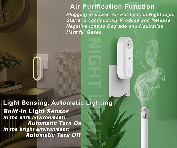 Wholesale Anion air purification Plug-in LED smart Night Light Sensor night light for Bedroom drawing room toilet night light