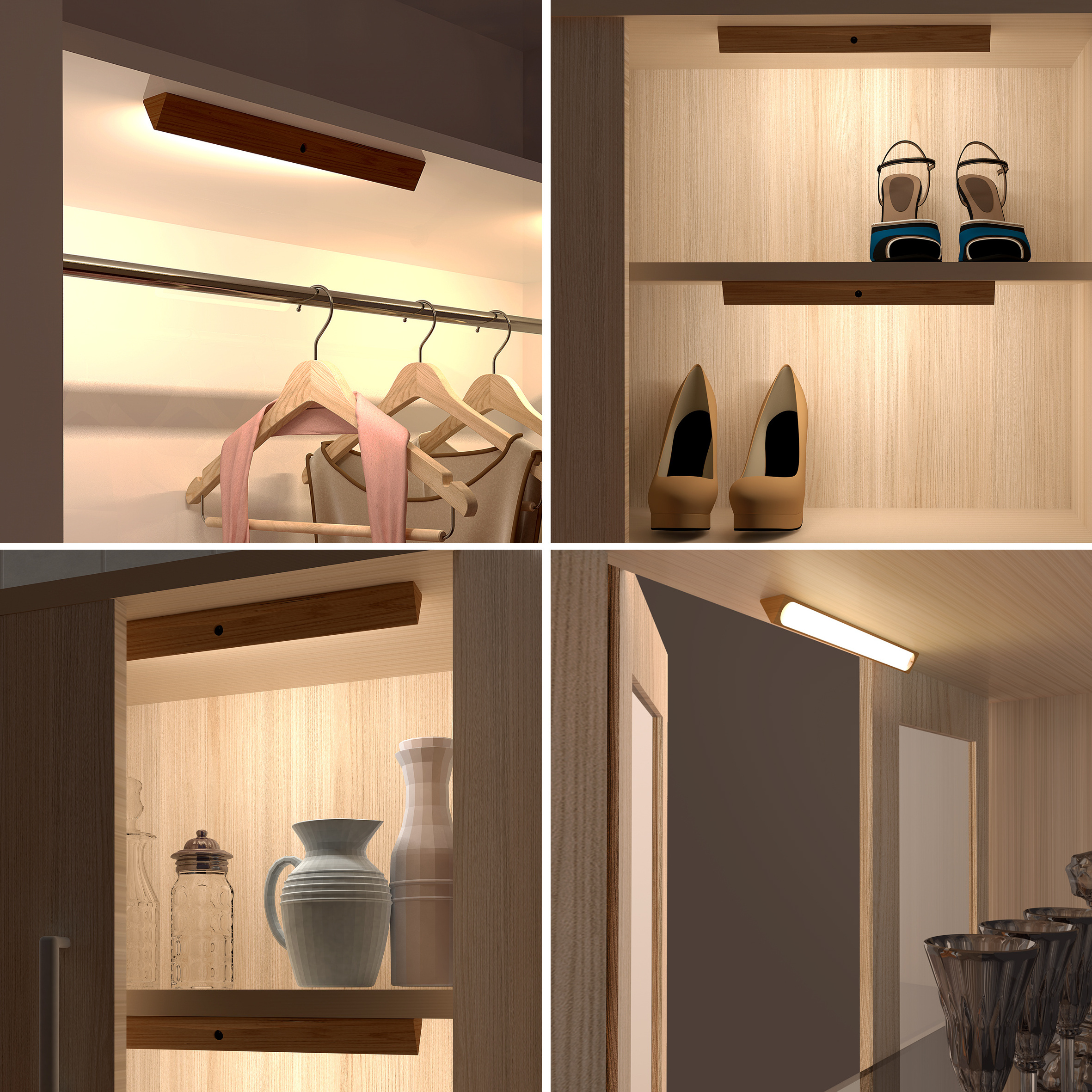 Wood Magnetic install Rechargeable Motion Sensor night Light Bed Lamp LED Under Cabinet Night Light Closet Stairs Kitchen light