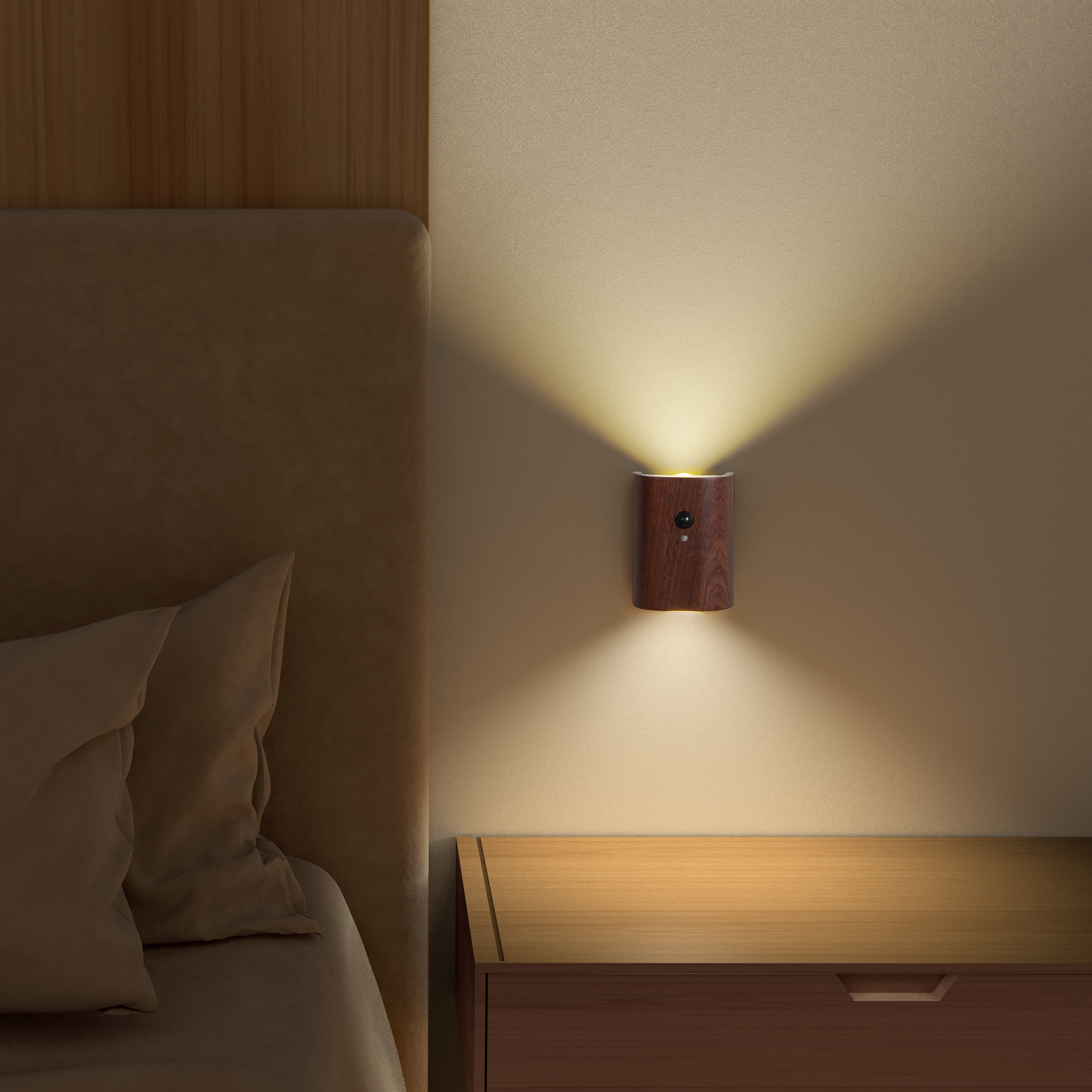 Hot New Magnetic installatiom smart night light wooden living room wall sconce lighting PIR  Motion sensor Night lamp wall light