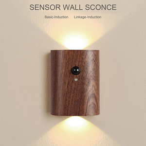 Hot New Magnetic installatiom smart night light wooden living room wall sconce lighting PIR  Motion sensor Night lamp wall light