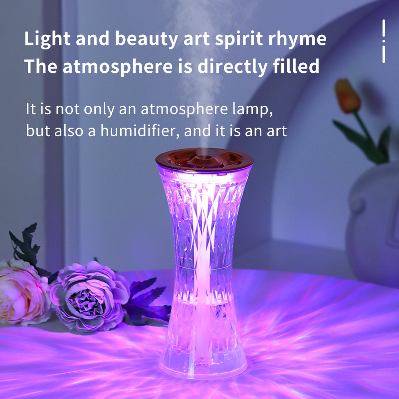 7 Colors LED Night Light  humidifier Rose Light Touch Control Atmosphere lamp RGB Color Changing Crystal Table Lamp for Bedroom