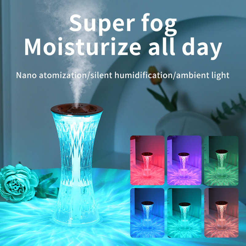 7 Colors LED Night Light  humidifier Rose Light Touch Control Atmosphere lamp RGB Color Changing Crystal Table Lamp for Bedroom