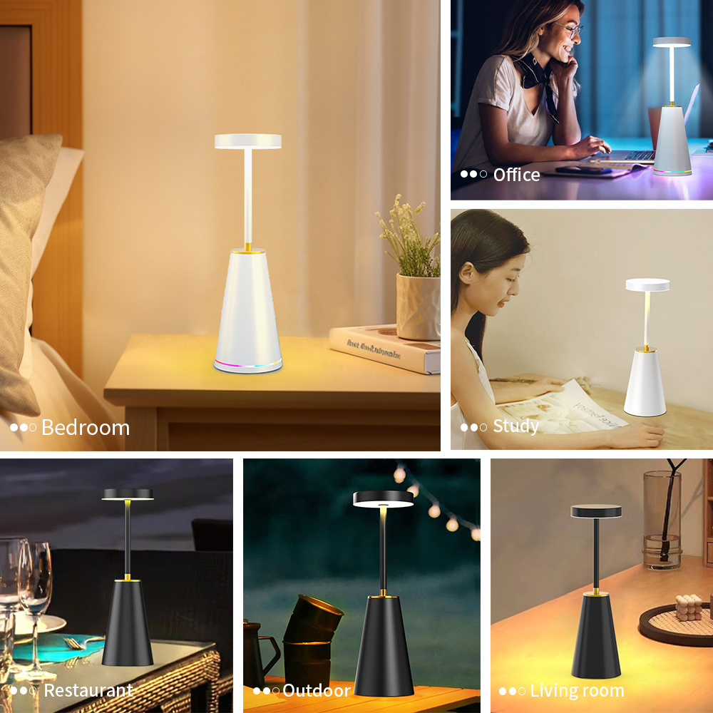 New Restaurant luxury cordless rechargeable metal touch table lamp hotel bar living room bedside decoration led atmosphere light