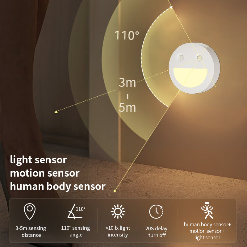 New Dusk-to-Dawn motion Sensor Auto Switch LED dimmable smart Night Light for Dark Spaces Bedroom Bathroom stairs Hallway Garage