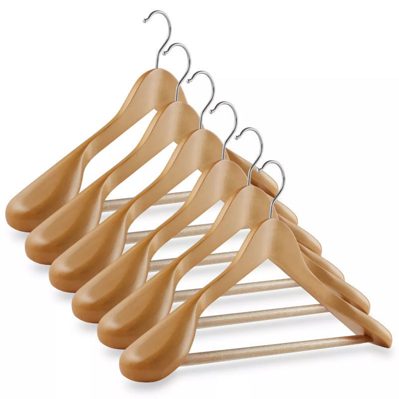 Hanger Supplier Premium Glossy Finished and Extra Wide Shoulder Wooden Hangers for Jacket