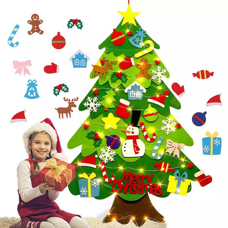 Cheap Realistic DIY Felt Wall Luxury Decorations Desktop Wholesale Small Felt Artificial Christmas Tree