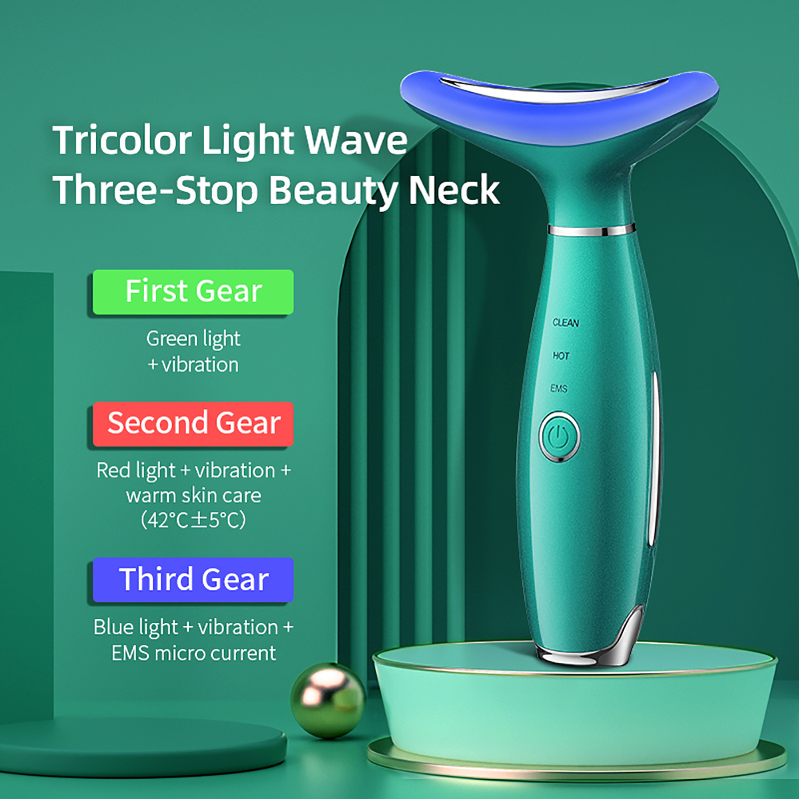 Redfy EMS personal care facial wrinkle removal device sonic vibration neck face lifting massager