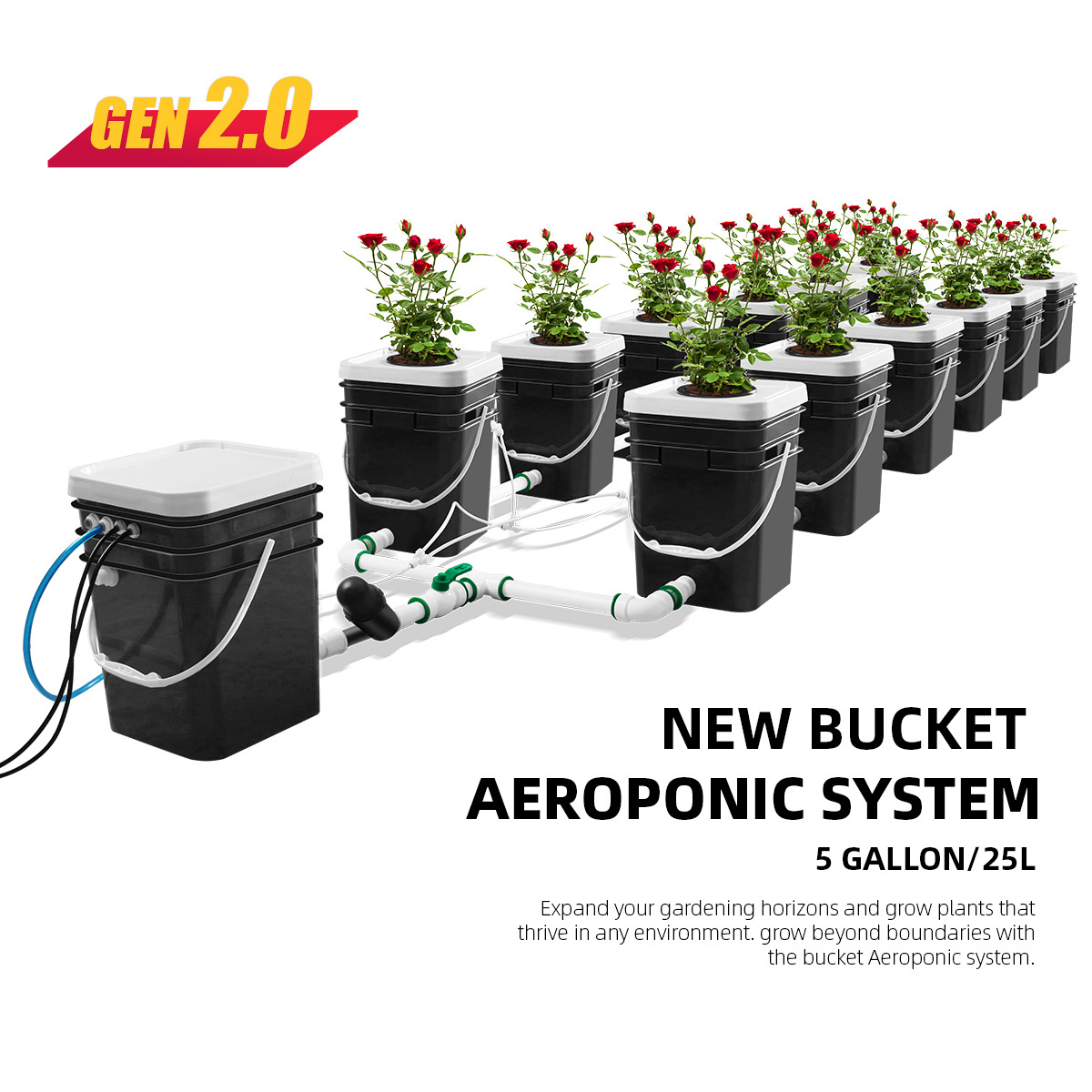 2024 New Mist Culture RDWC DWC Dutch Bucket Hydroponics Grow Aeroponics System Kit Indoor Hydroponic Bucket System