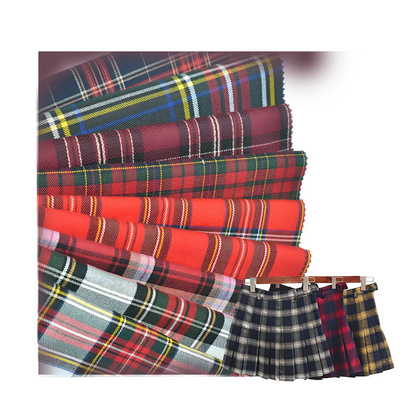 Sunplustex school uniform material fabric red checkered yarn dyed check plaid tartan fabric for school uniforms