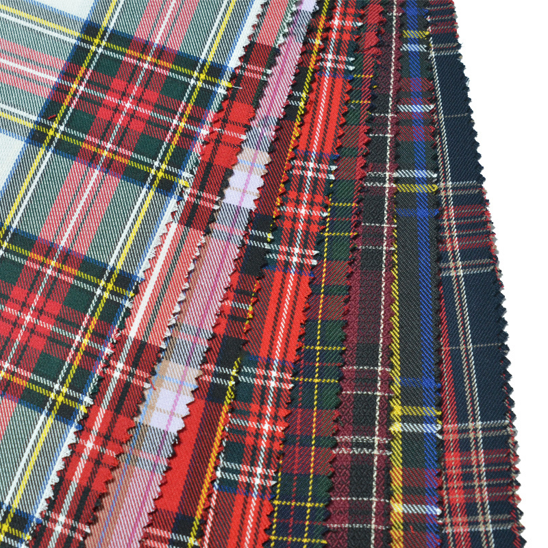 Sunplustex school uniform material fabric red checkered yarn dyed check plaid tartan fabric for school uniforms