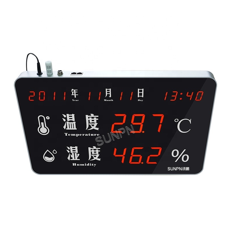 Wall mounted electronic digital calendar display scoreboard clock with date time temperature and humidity for farm