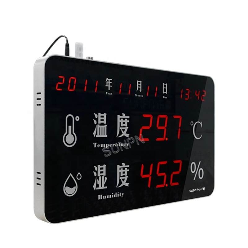 Wall mounted electronic digital calendar display scoreboard clock with date time temperature and humidity for farm