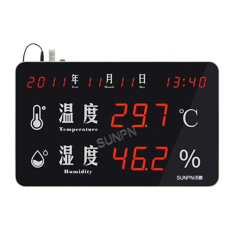 Wall mounted electronic digital calendar display scoreboard clock with date time temperature and humidity for farm