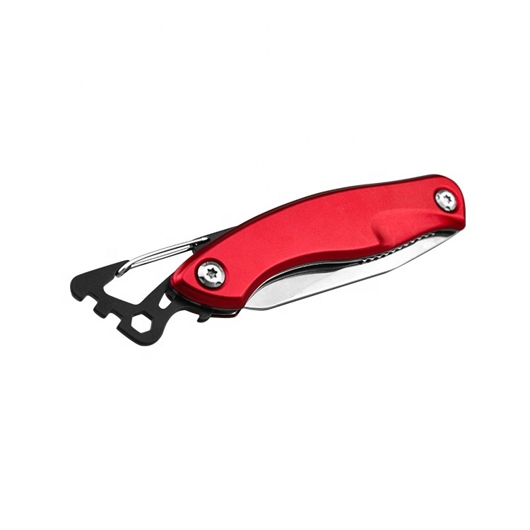 Mini stainless steel utility knife blade safety lock folding knife with carabiner