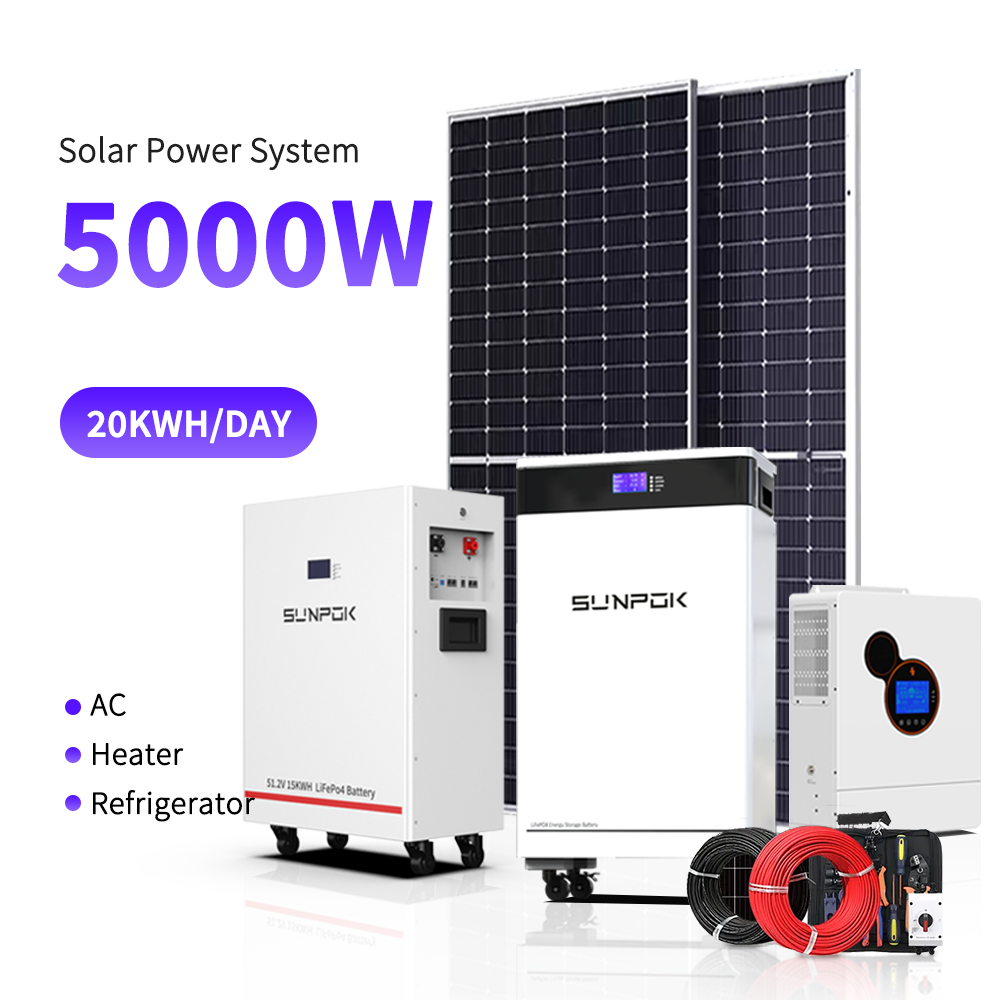 Hybrid Solar Power System 5kw 10kw On And Off Grid Solar Energy System Roof Mounting Home Solar Panel Kit