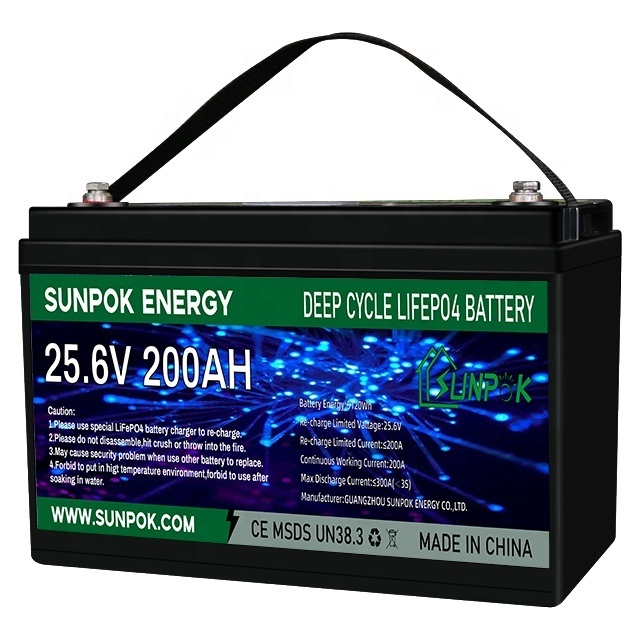 Sunpok 12V/24V Farm Tractor Deep Cycle Solar Battery Energy Efficient 150AH/200AH with BMS Anode for Battery Packs