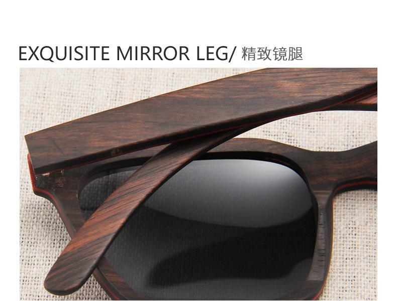 2023 new square frame wooden sunglasses polarized hand polished all-wood sunglasses