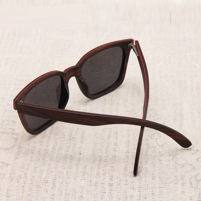 2023 new square frame wooden sunglasses polarized hand polished all-wood sunglasses