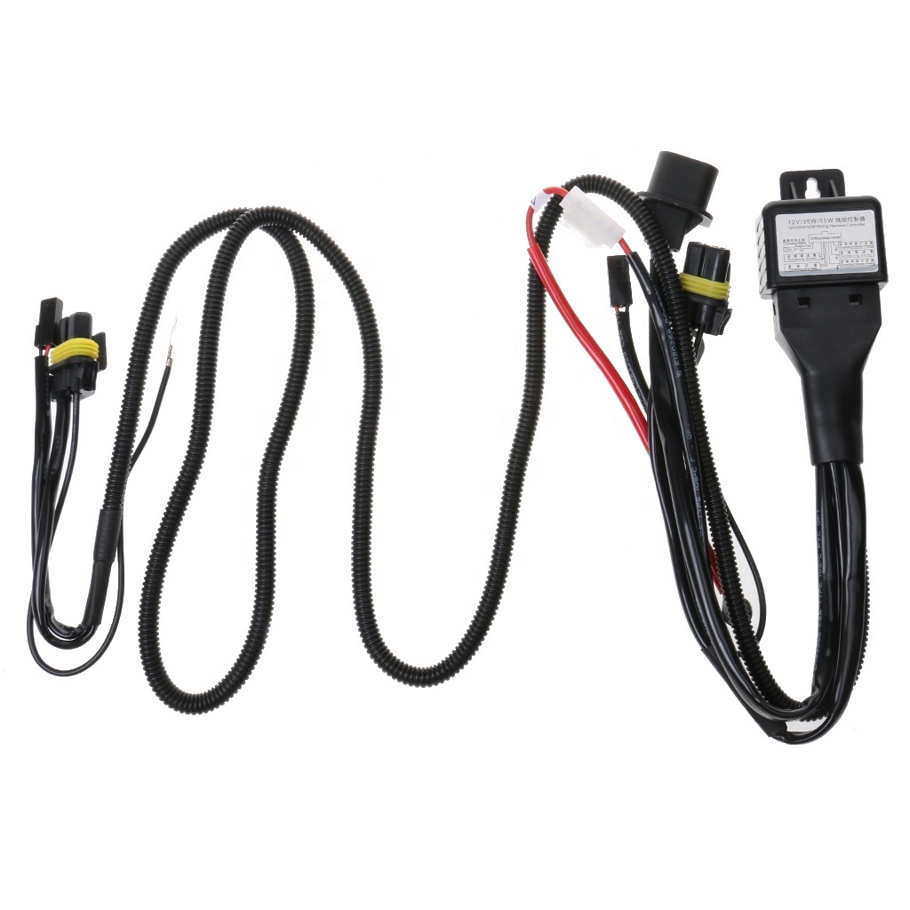 Car Auto Xenon HID headlight fog light kit relay harness H1 H3 H7 H11 9005 9006 5202 35W 55W extension cable wire harness