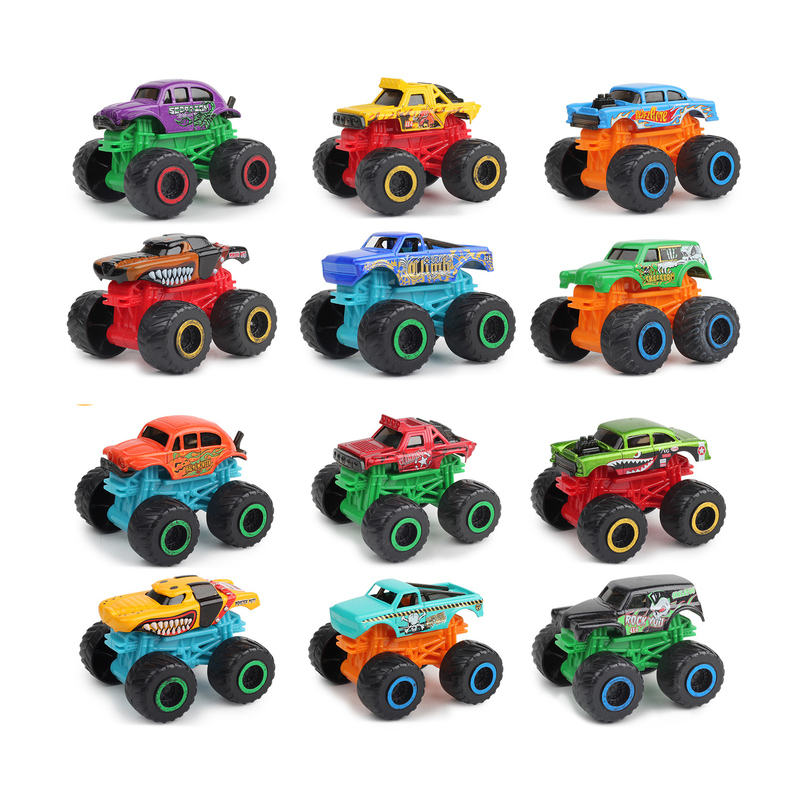 2023 Trending Wholesale Colorful Free Wheel Diecast  Monster Truck Children Toy Car Off Road Diecast Toys Model Car Toy