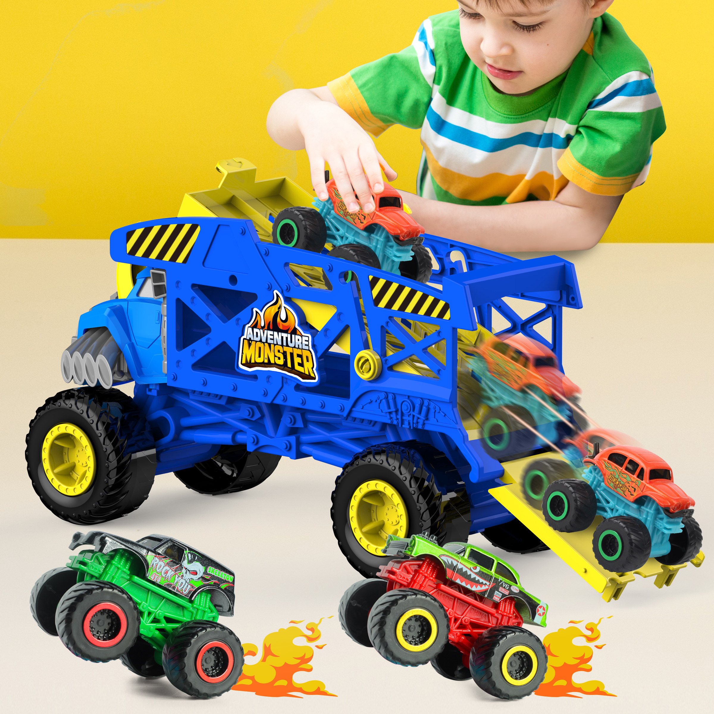 Sunq Factory Hot Sell 4Pcs Play Set Car Monster Truck High Speed Off Road Monster Truck Car Toys For Kids