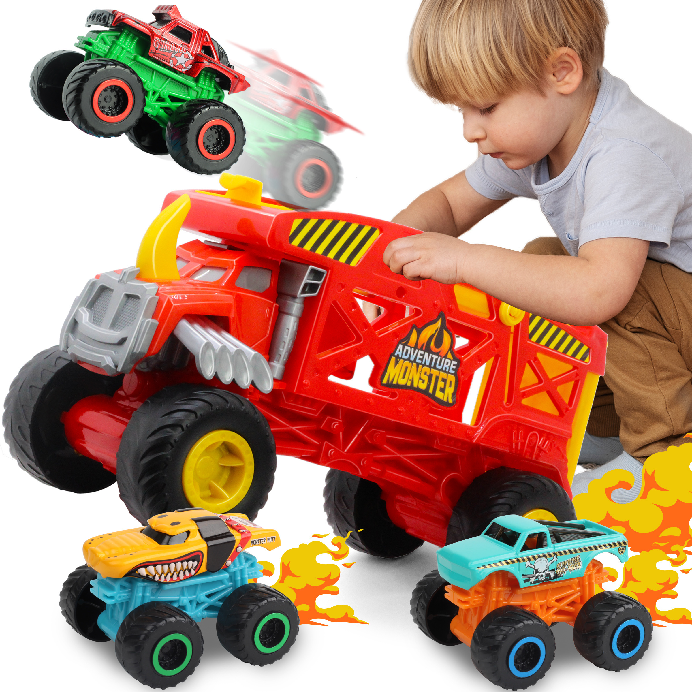 Sunq Factory Hot Sell 4Pcs Play Set Car Monster Truck High Speed Off Road Monster Truck Car Toys For Kids