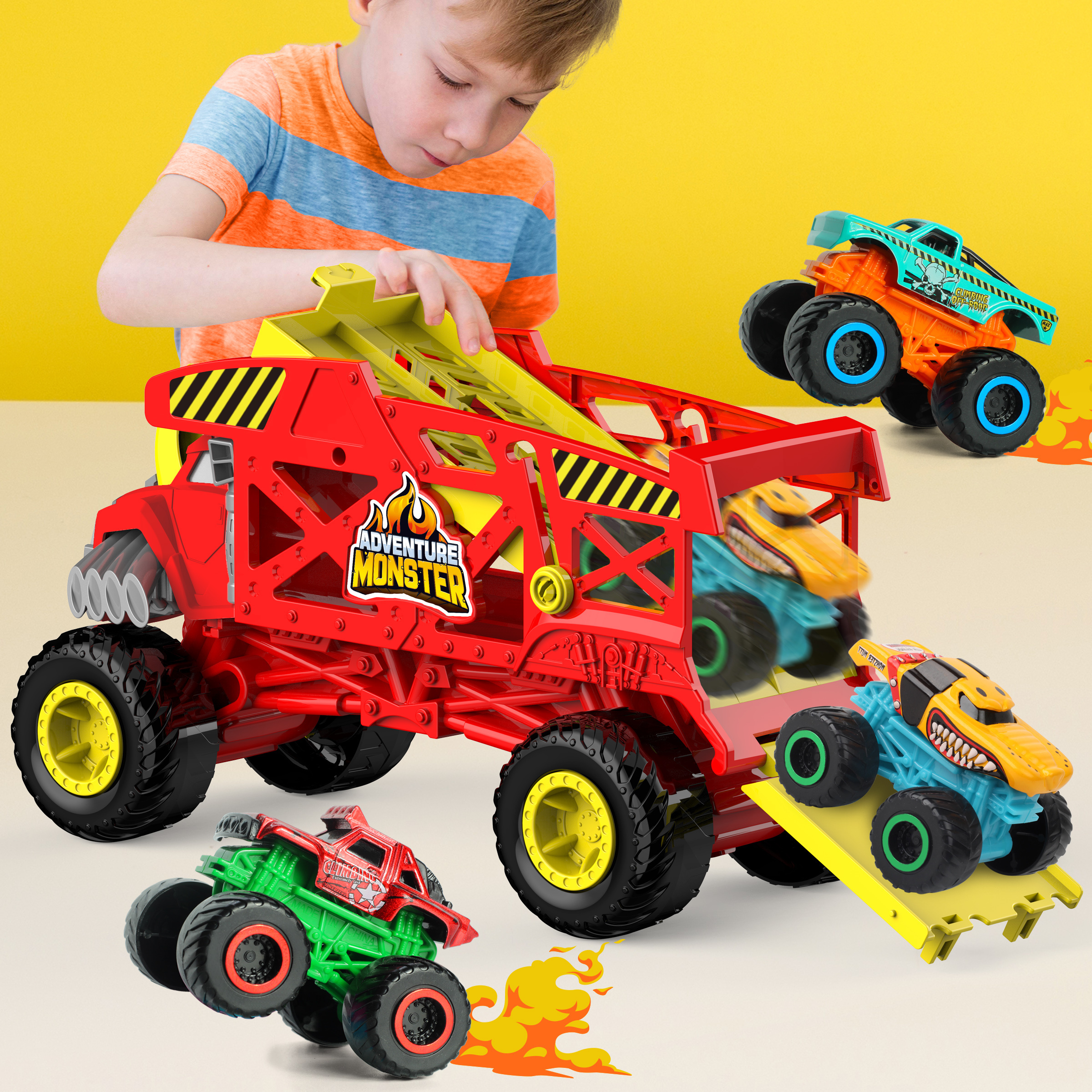 Sunq Factory Hot Sell 4Pcs Play Set Car Monster Truck High Speed Off Road Monster Truck Car Toys For Kids