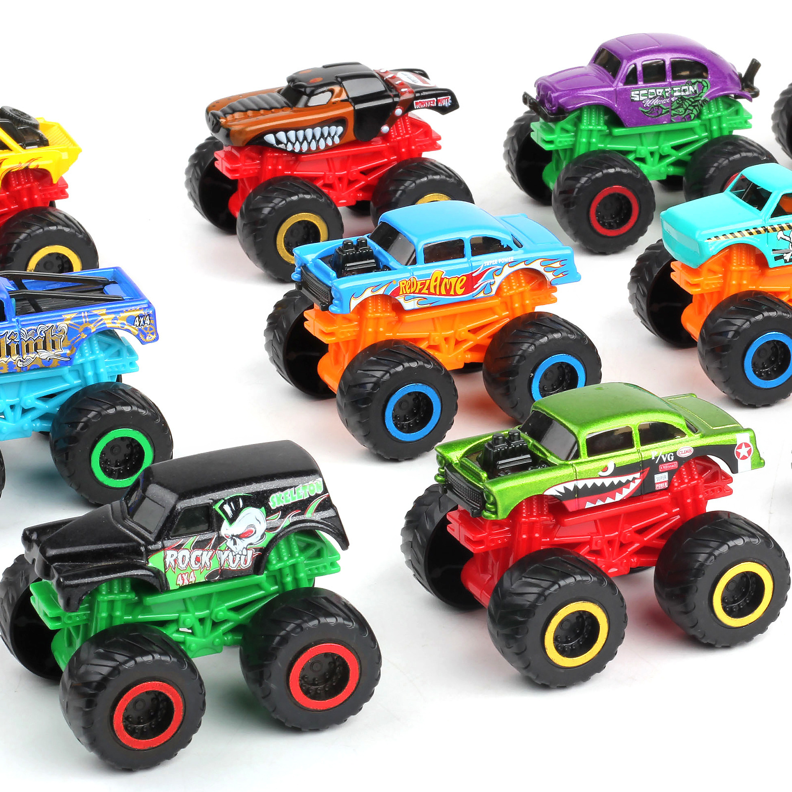 2023 Trending Wholesale Colorful Free Wheel Diecast  Monster Truck Children Toy Car Off Road Diecast Toys Model Car Toy