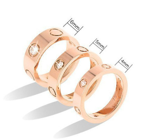 Carti Gold Silver Rose Gold Plated Stainless Steel Finger Diamond Zircon LOVE Screw Rings for Women Men