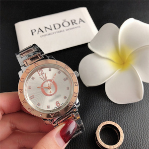 Luxury Pandor Stainless Steel Female Wrist Watch Reloj Mujer Large Dial Ladies Quartz Watches for Women Couple