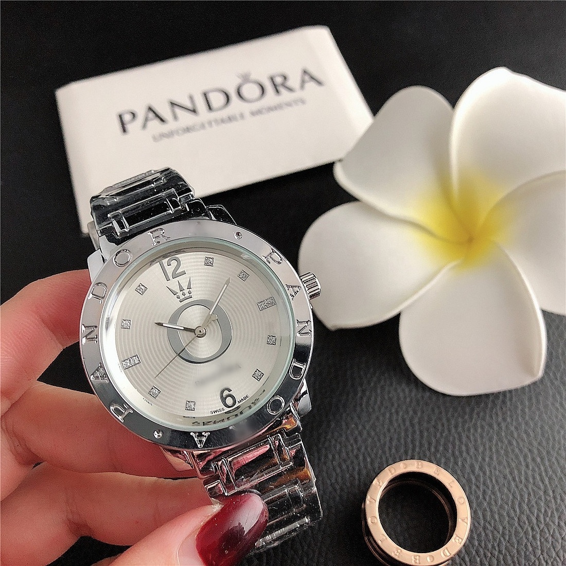 Luxury Pandor Stainless Steel Female Wrist Watch Reloj Mujer Large Dial Ladies Quartz Watches for Women Couple