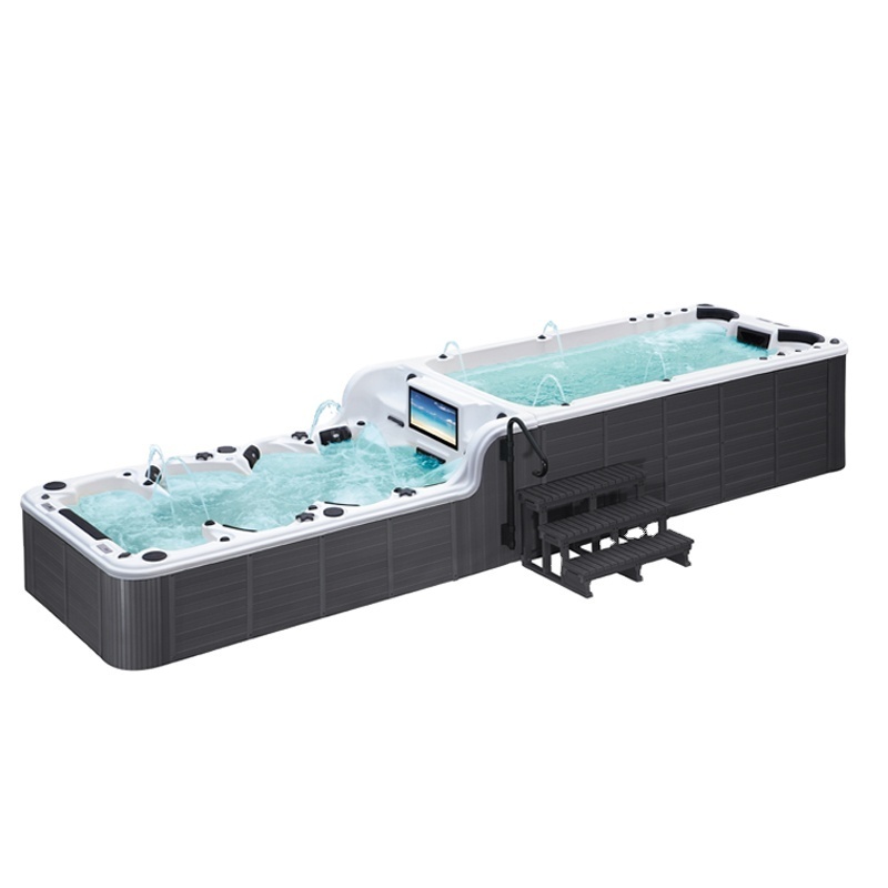 Sunrans Wholesale Outdoor Endless Pool Hydropool Aqua Sport Swim Spa Whirlpool Hot Tub Pool Large Dual Zone Swimming Pool Spa