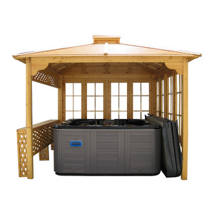 Hot sale European design Outdoor hot tub gazebo with cedar material gazebo for hot tub