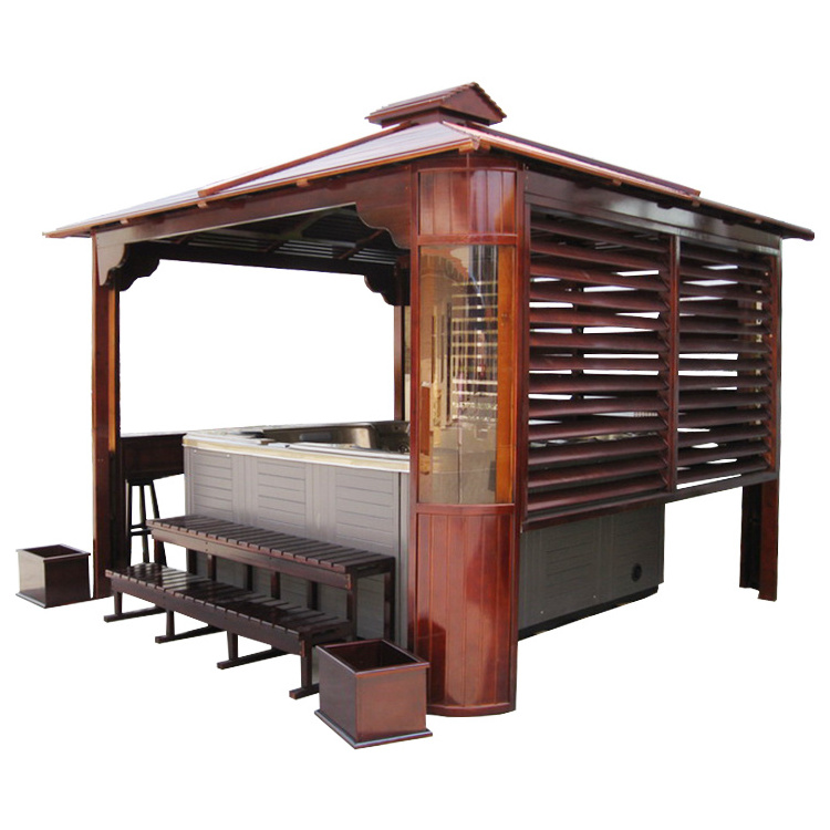 Wholesale Waterproof Outdoor Wooden Garden Gazebo Wood Pavilion For Hot Tub Hardtop Grill Gazebo