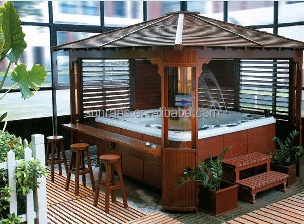 Wholesale Waterproof Outdoor Wooden Garden Gazebo Wood Pavilion For Hot Tub Hardtop Grill Gazebo