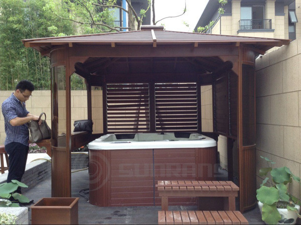 Wholesale Waterproof Outdoor Wooden Garden Gazebo Wood Pavilion For Hot Tub Hardtop Grill Gazebo