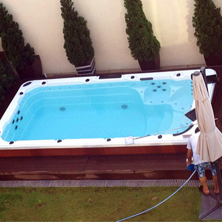 Wholesale Family Used Rectangular Swimming Pool Spa Exercise Endless Pool Outdoor 4 Person Swim Spa Hot Tub Dual Zone