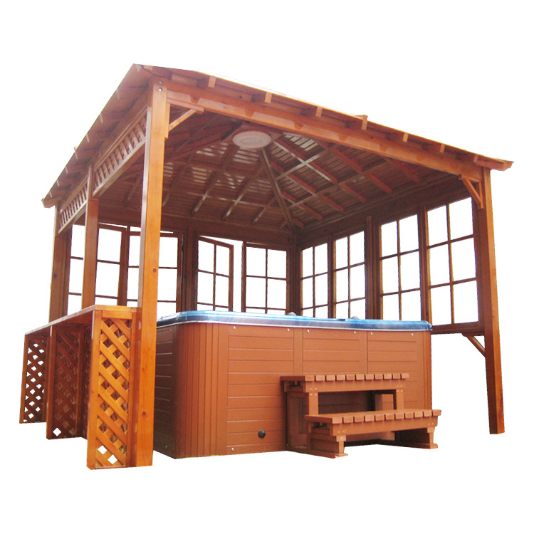 High Quality Luxury Wooden Garden Hot Tub Gazebo Outdoor For Spa Canopy Waterproof Pergola