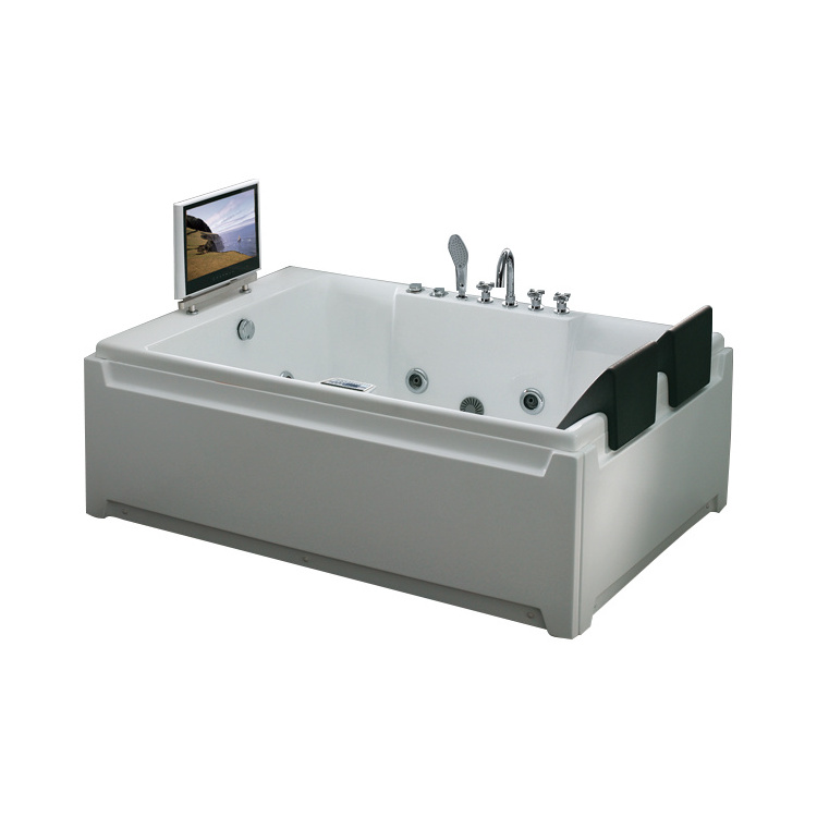 Luxury Two Person Freestanding Jetted Tubs Whirlpool Sexy Couple Corner Multi Functional Acrylic Massage Bathtub With TV