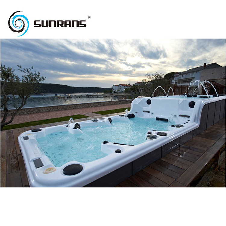 Sunrans Wholesale Outdoor Endless Pool Hydropool Aqua Sport Swim Spa Whirlpool Hot Tub Pool Large Dual Zone Swimming Pool Spa